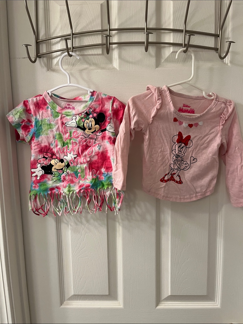 Minnie Mouse Tie-Dye Fringe Tee & Pink Minnie Long Sleeve Top